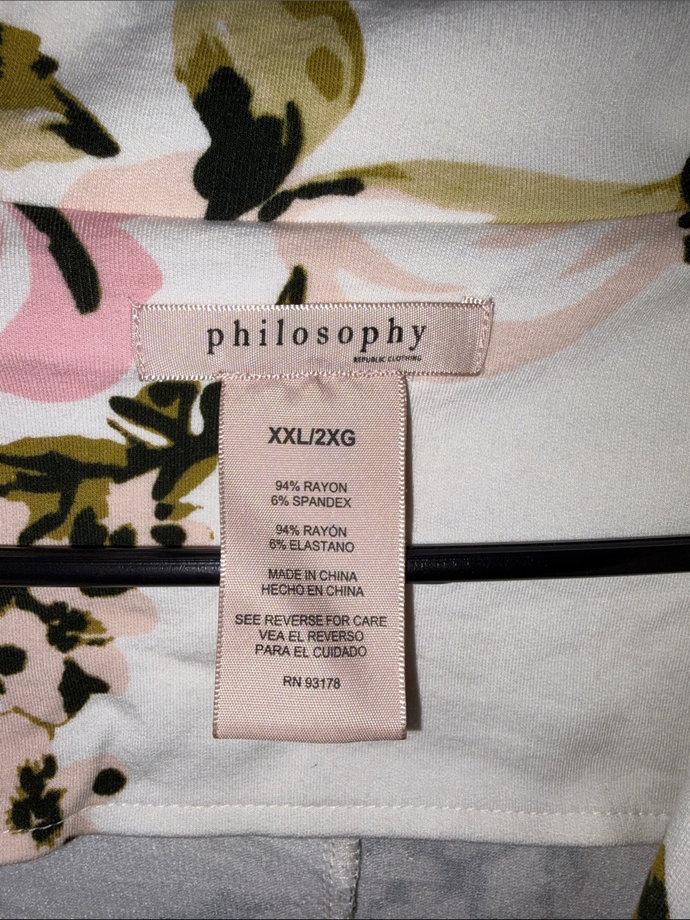 Philosophy White Blazer with Pink Rose & Olive Leaf Print - Picture 2 of 3